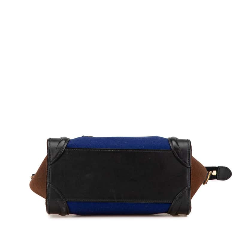 Celine Nano Tricolor Felt Luggage Tote Blue Wool Good condition - Inside View