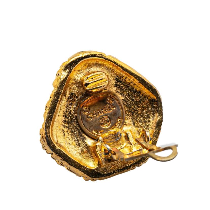 Chanel Gold Plated Round Clip On Earrings Gold Metal Good condition - Inside View