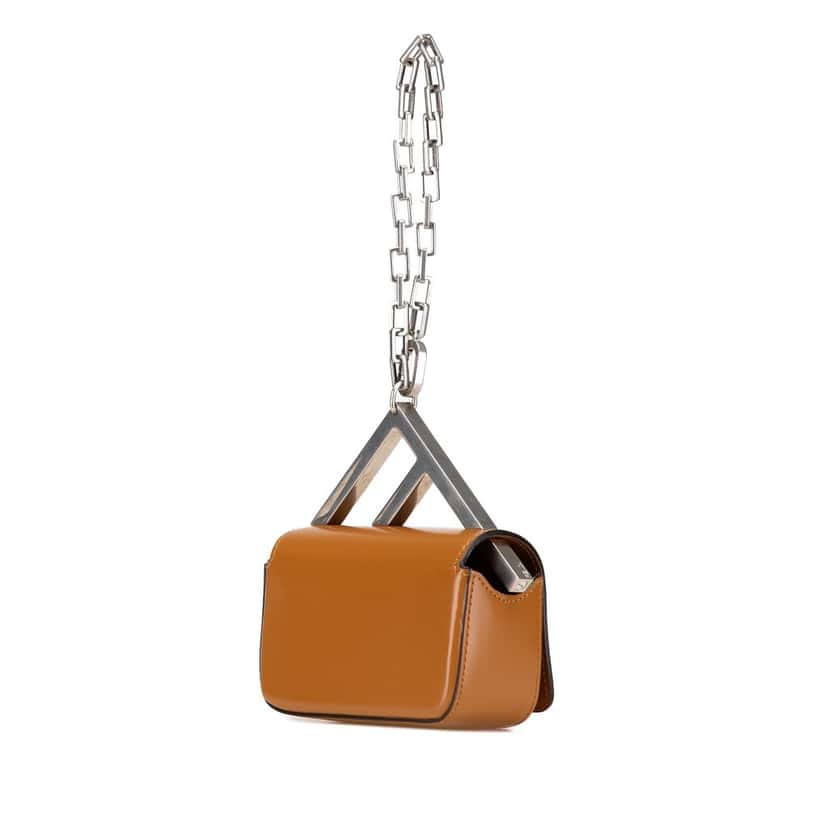 Fendi Nano Bag F Glossy Calfskin Handbag Brown Leather Good condition - Back View
