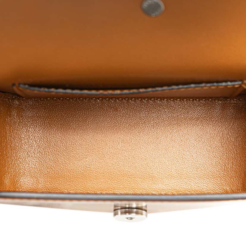 Fendi Nano Bag F Glossy Calfskin Handbag Brown Leather Good condition - Model View