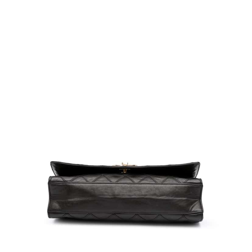 Chanel Small CC Quilted Lambskin Turnlock Full Single Flap Black Leather Good condition - Inside View