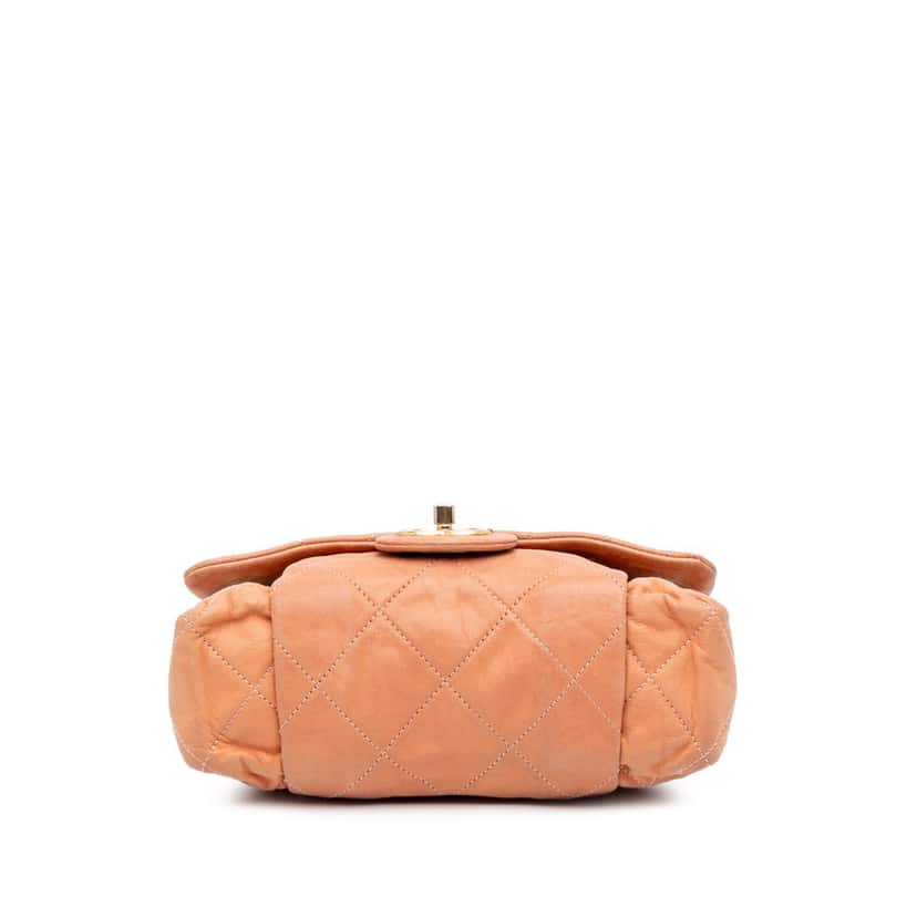Chanel Quilted Calfskin Chic Quilt Flap Orange Leather Good condition - Inside View