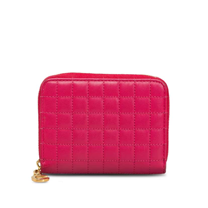 Celine C Charm Coin Pouch Pink Leather Good condition - Front View