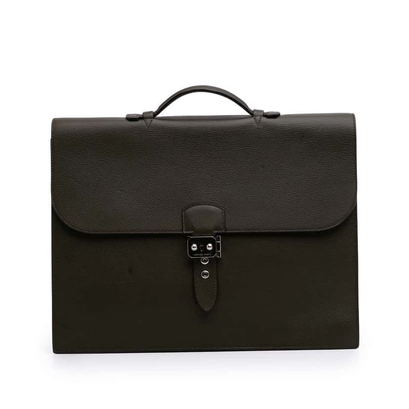 Hermès Clemence Sac a Depeches 38 Brown Leather Good condition - Front View