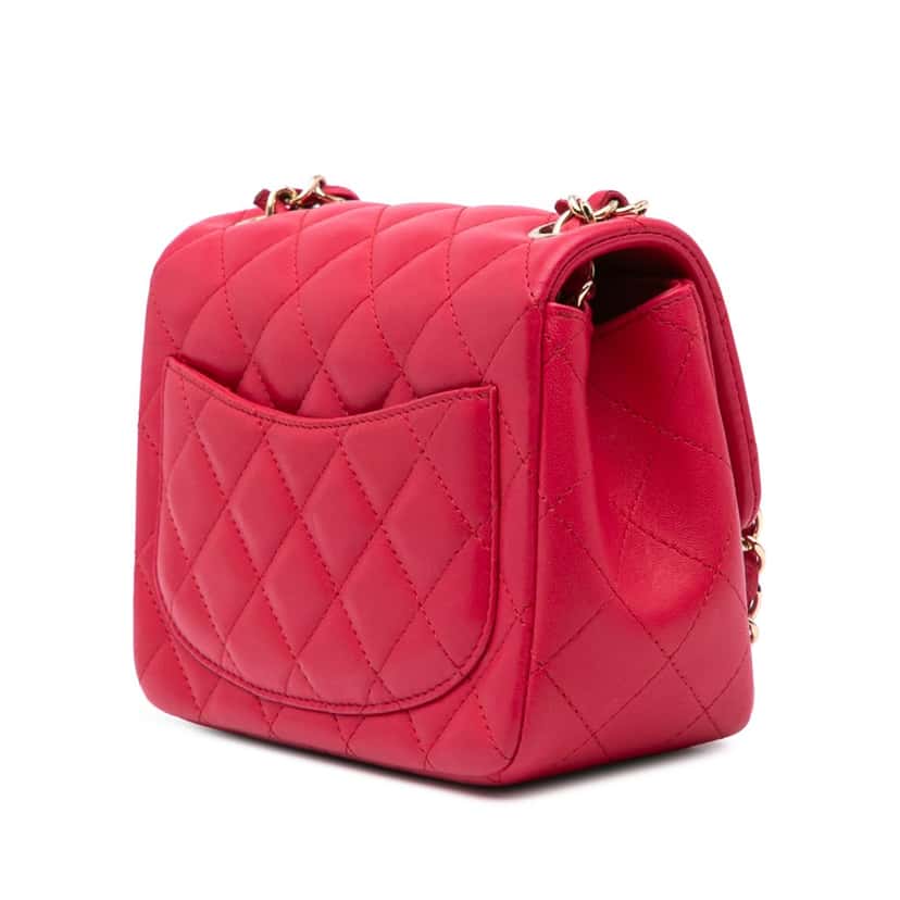 Chanel Mini Square Classic Lambskin Single Flap Pink Leather Good condition - Back View