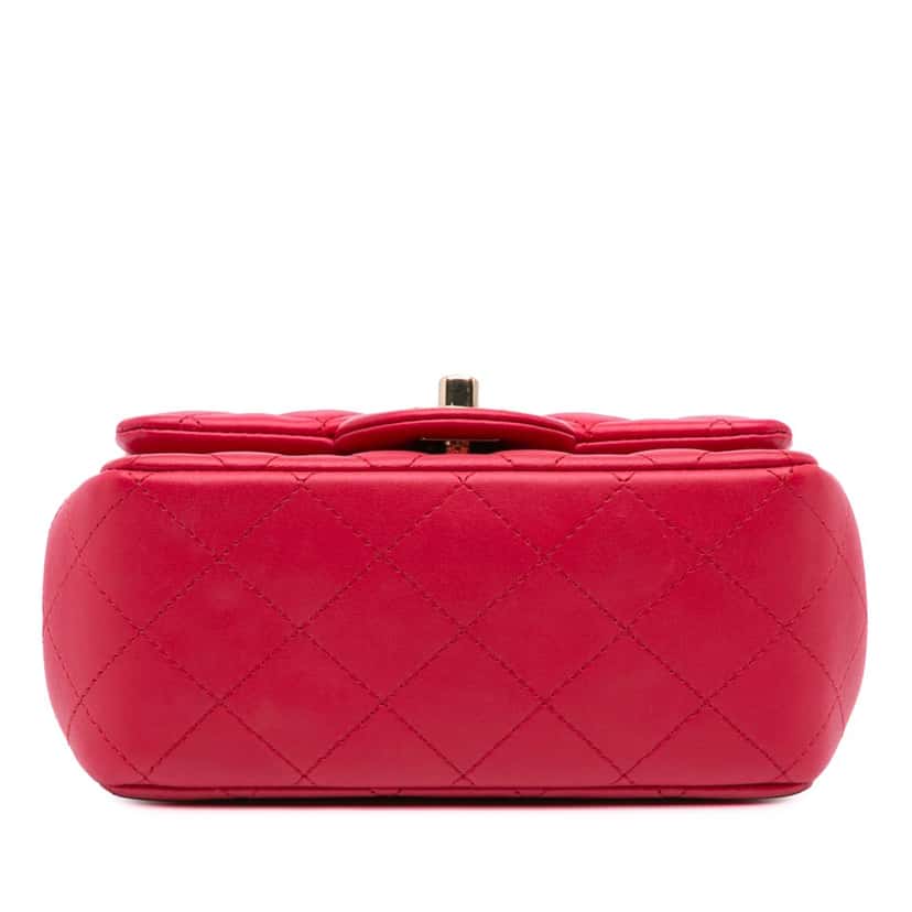 Chanel Mini Square Classic Lambskin Single Flap Pink Leather Good condition - Inside View