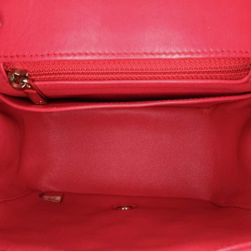 Chanel Mini Square Classic Lambskin Single Flap Pink Leather Good condition - Model View