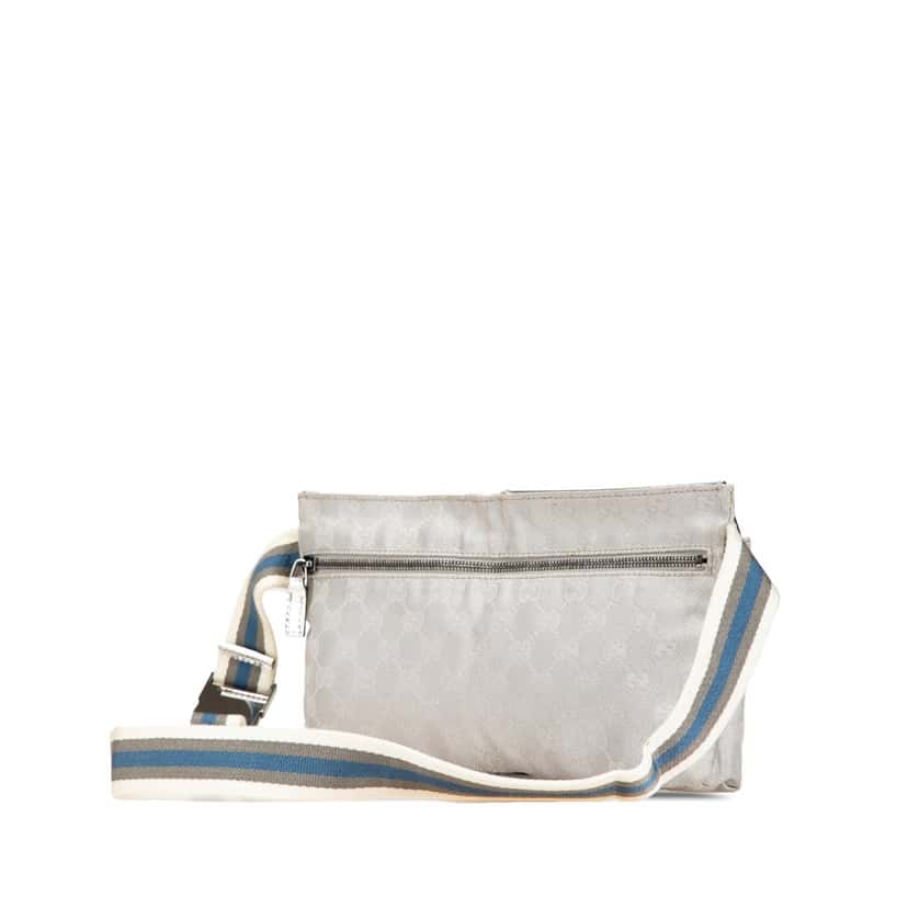 Gucci GG Canvas Web Double Pocket Belt Bag White Canvas Good condition - Back View