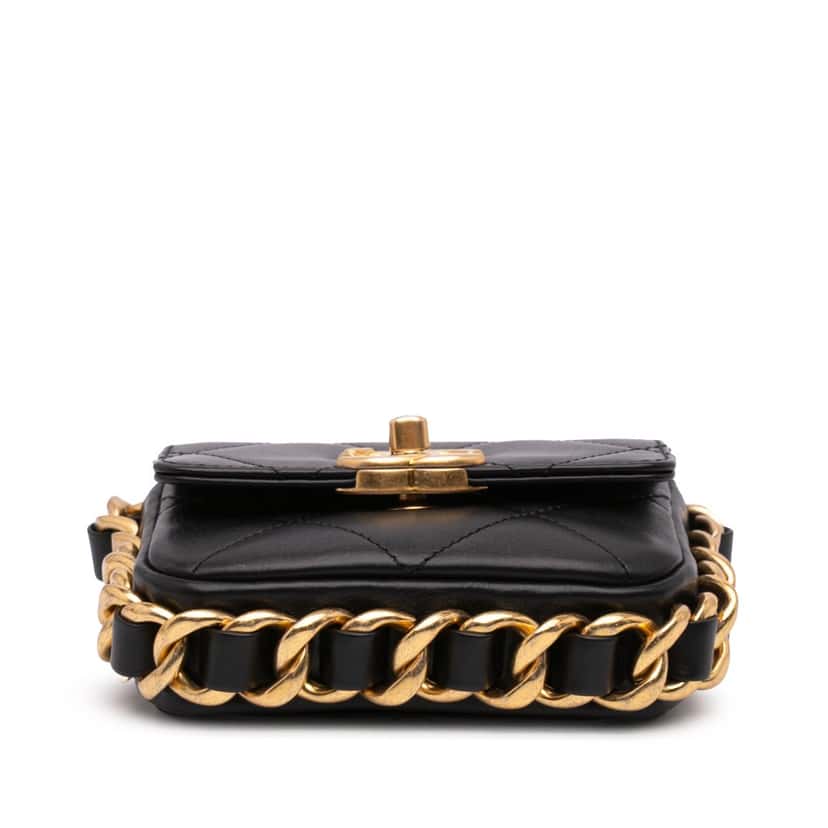 Chanel Mini Quilted Calfskin Framing Chain Flap Black Leather Good condition - Inside View