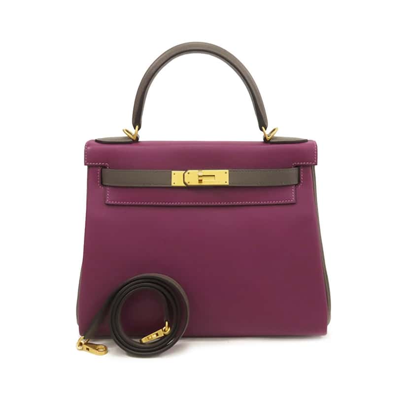 Hermès Special Order Evercolor Kelly II Retourne 28 Purple Leather Very good condition - Front View