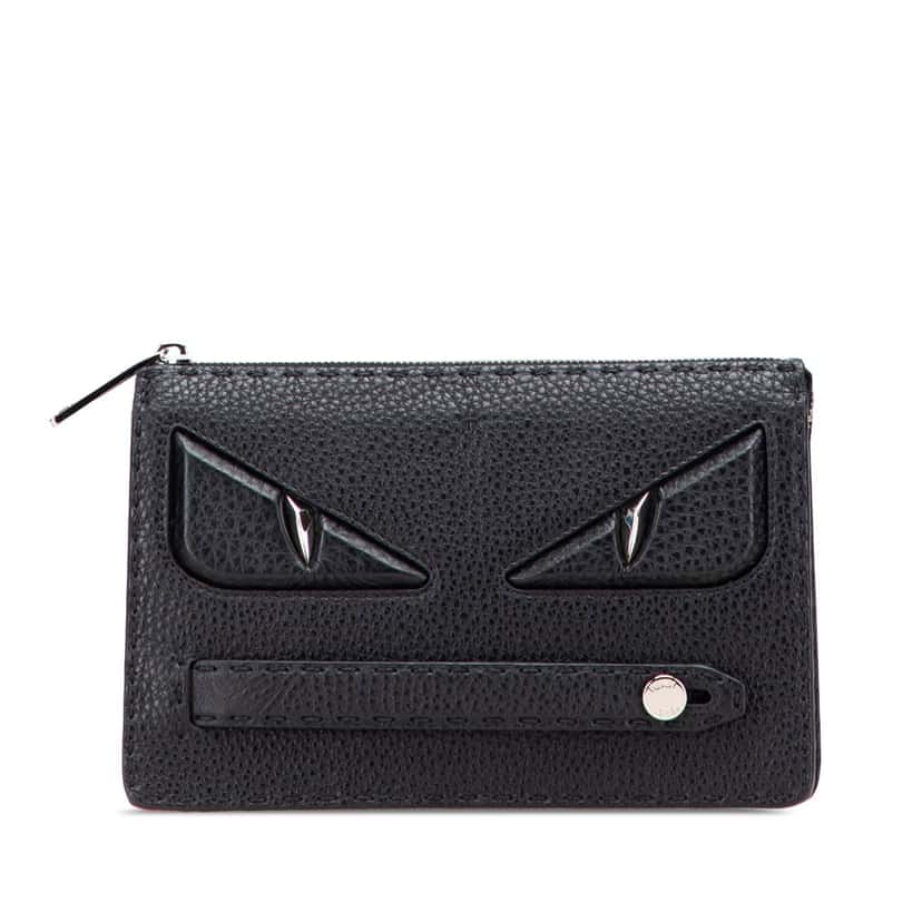 Fendi Leather Selleria Monster Clutch Black Leather Good condition - Front View