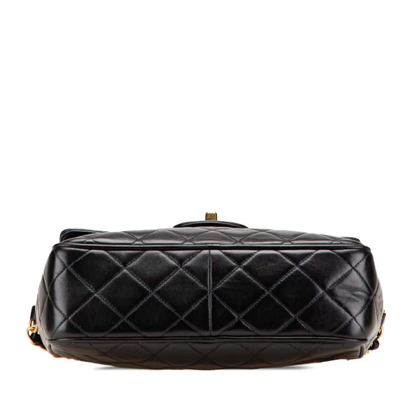 Chanel Small CC Quilted Lambskin Tassel Flap Camera Bag Black Leather Good condition - Inside View