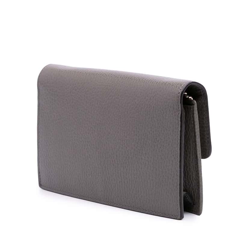 Gucci Leather Interlocking G Dollar Wallet on Chain Grey Leather Good condition - Back View