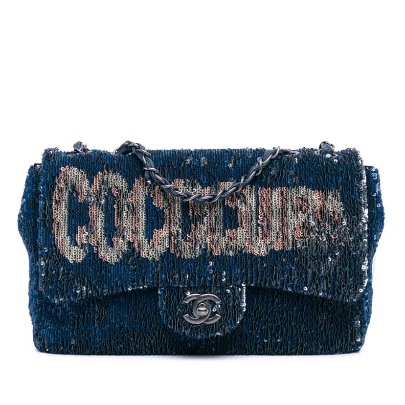 Chanel Paris Cuba Medium Sequin Coco Cuba Single Flap Blue Good condition - Front View