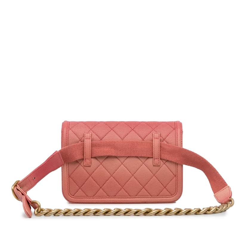 Chanel Caviar Sunset On The Sea Flap Belt Bag Pink Leather Very good condition - Model View