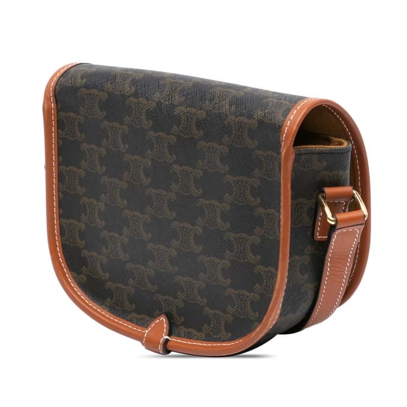 Celine Medium Triomphe Coated Canvas Folco Crossbody Brown Canvas Good condition - Back View