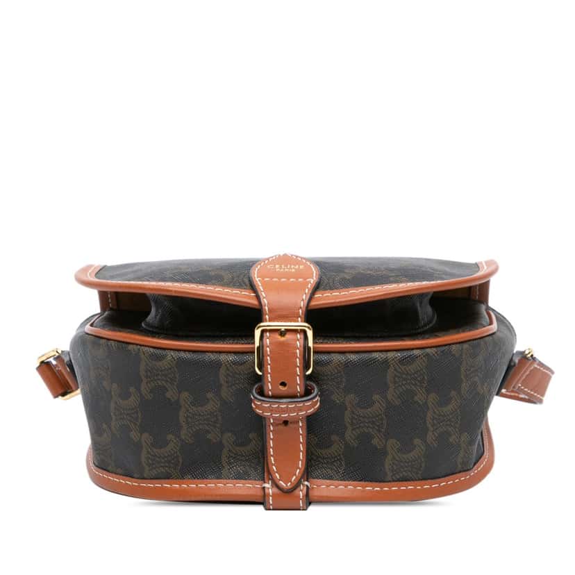 Celine Medium Triomphe Coated Canvas Folco Crossbody Brown Canvas Good condition - Inside View