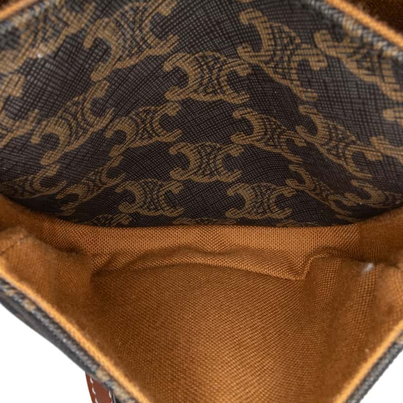 Celine Medium Triomphe Coated Canvas Folco Crossbody Brown Canvas Good condition - Box View