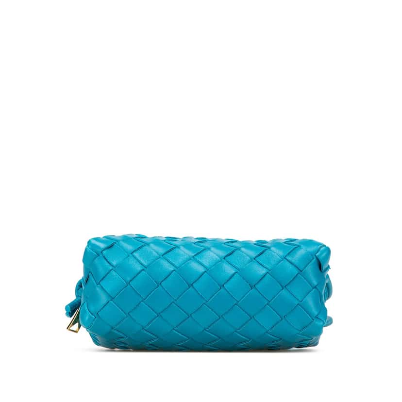Bottega Veneta Mini Lambskin Intrecciato Loop Camera Bag Blue Leather Good condition - Inside View