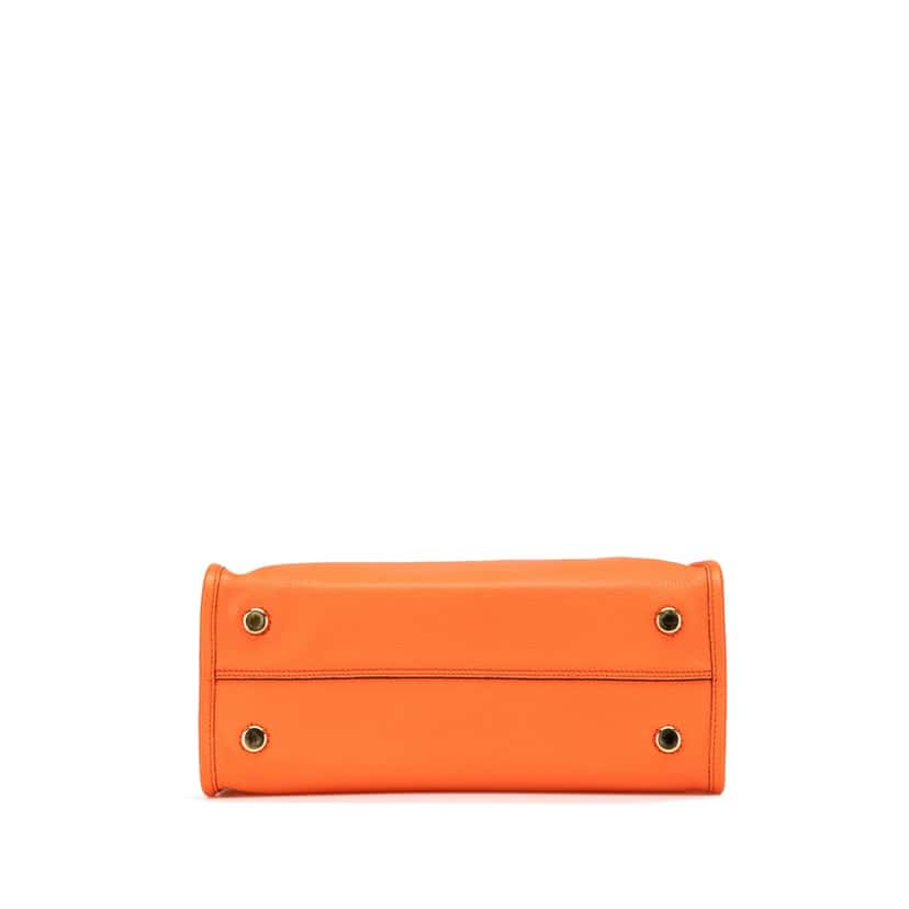 Gucci Small Pebbled Calfskin Logo Convertible Tote Orange Leather Good condition - Inside View