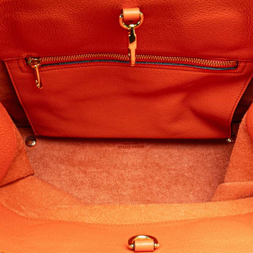 Gucci Small Pebbled Calfskin Logo Convertible Tote Orange Leather Good condition - Model View