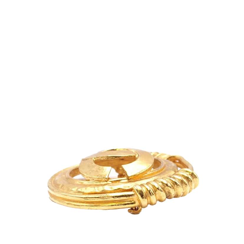 Chanel Gold Plated CC Brooch Gold Metal Good condition - Inside View