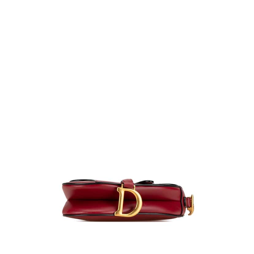 Dior Mini Grained Calfskin Saddle Bag Red Leather Good condition - Inside View