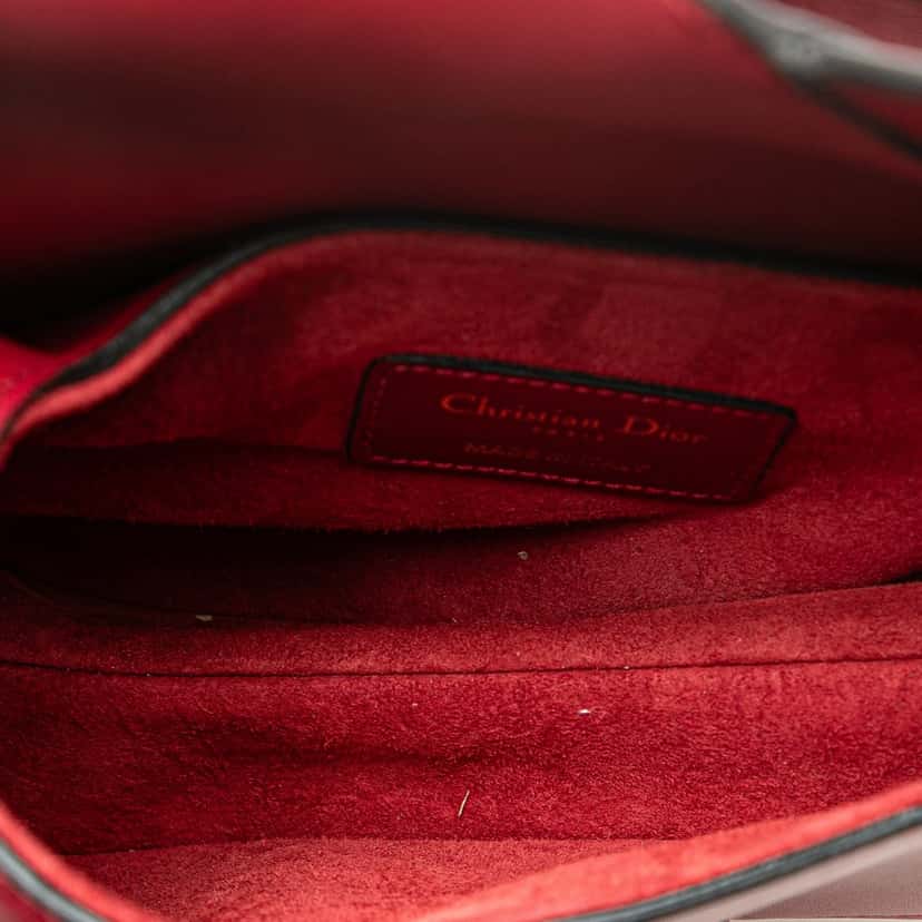Dior Mini Grained Calfskin Saddle Bag Red Leather Good condition - Model View