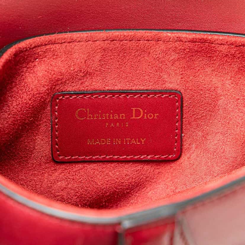 Dior Mini Grained Calfskin Saddle Bag Red Leather Good condition - Box View