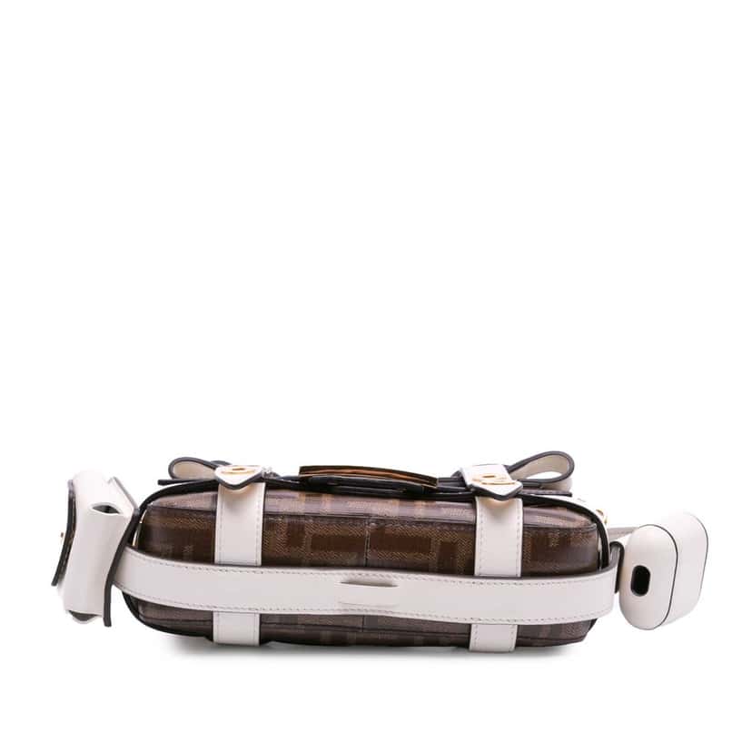 Fendi Mini Zucca Glazed Fabric Cage Baguette Satchel Brown Canvas Good condition - Inside View
