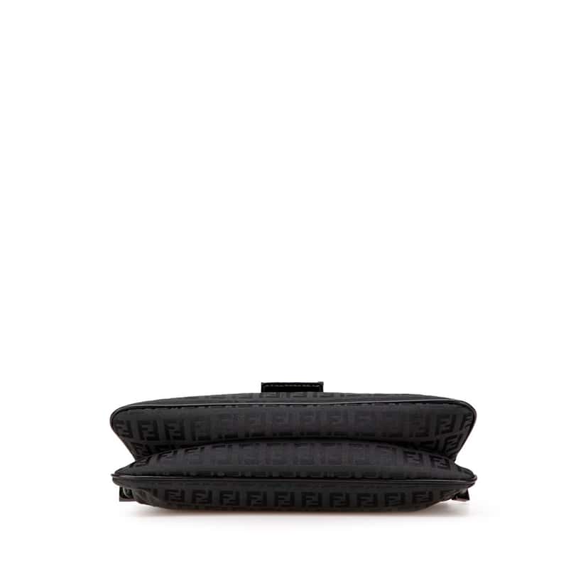Fendi Zucchino Canvas Double Flap Shoulder Bag Black Canvas Good condition - Inside View