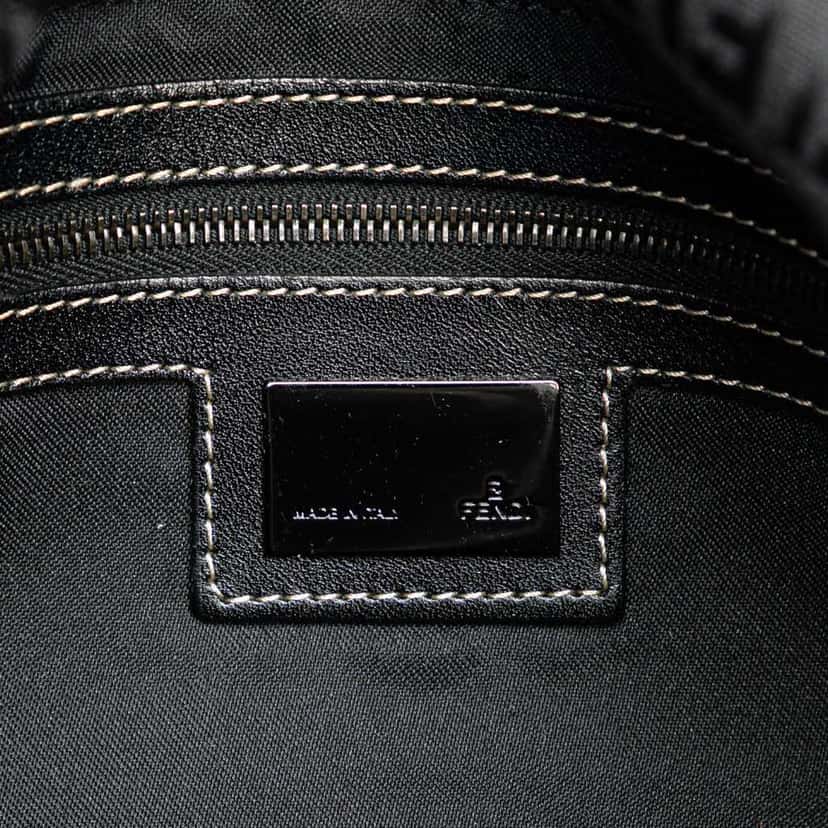 Fendi Zucchino Canvas Double Flap Shoulder Bag Black Canvas Good condition - Box View