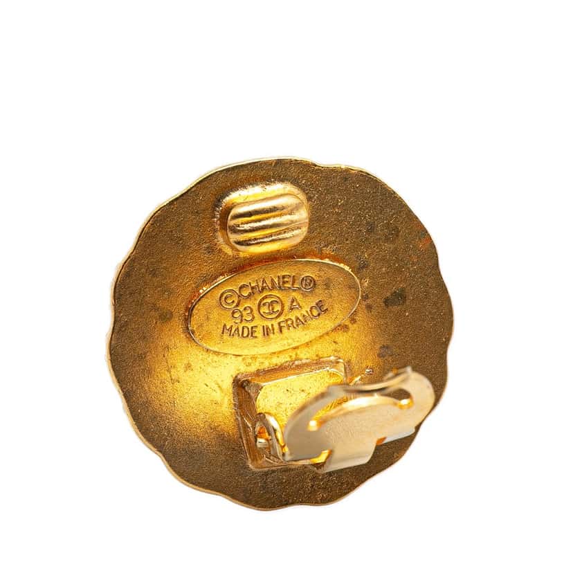 Chanel Gold Plated CC Starburst Clip On Earrings Gold Metal Good condition - Inside View