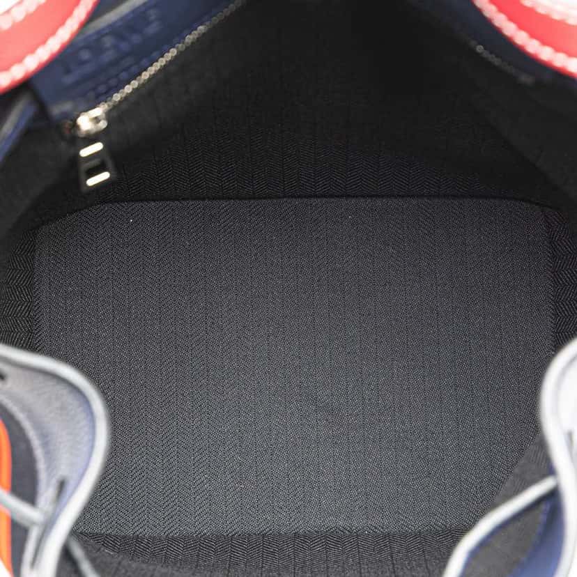 Loewe Leather and Stripe Canvas Midnight Bucket Blue Leather Good condition - Model View