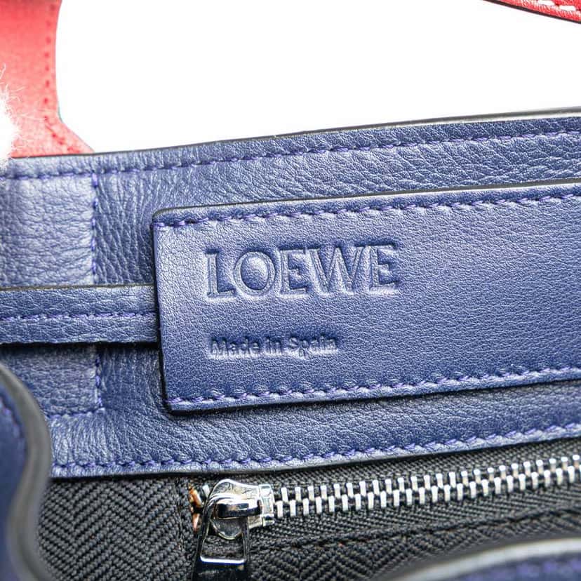 Loewe Leather and Stripe Canvas Midnight Bucket Blue Leather Good condition - Box View