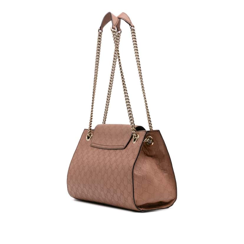 Gucci Large Guccissima Emily Shoulder Bag Pink Leather Good condition - Back View