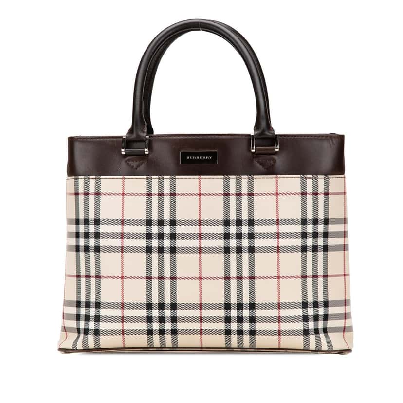 Burberry House Check Canvas Tote Brown Canvas Good condition - Front View