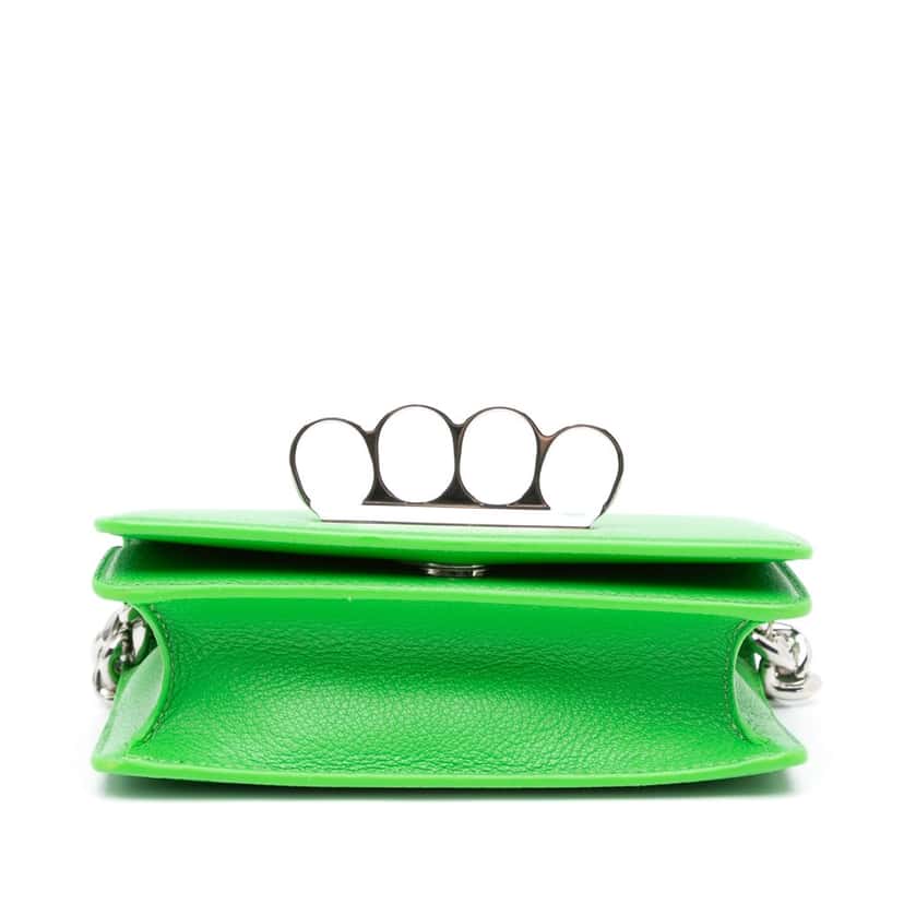 Alexander Mcqueen Calfskin Four Ring Knuckle Satchel Green Leather Good condition - Inside View