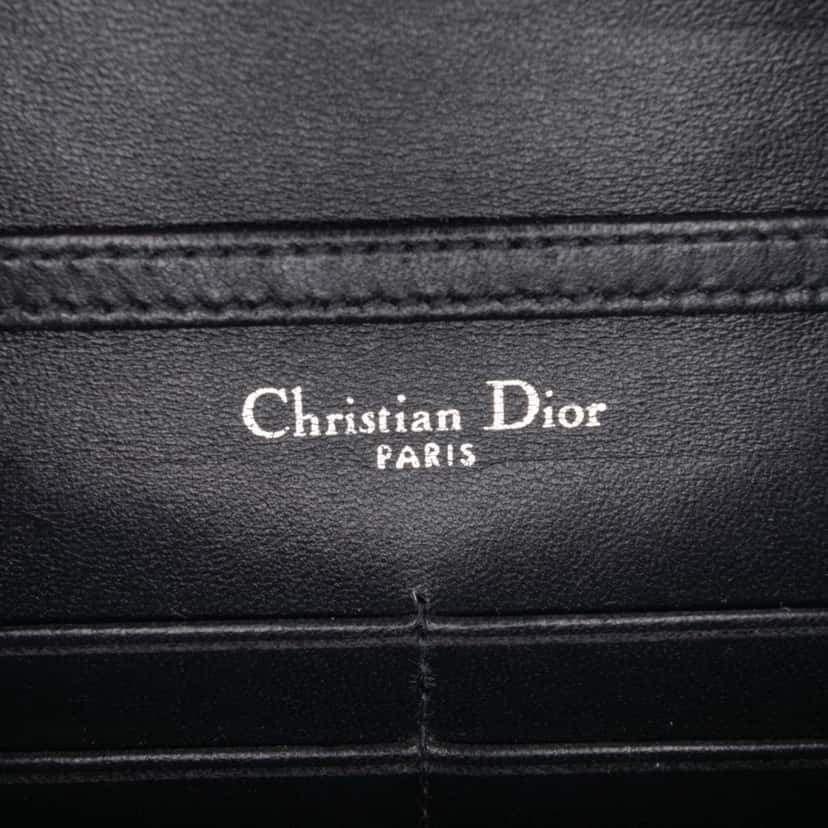 Dior Metallic Patent Microcannage Diorama Wallet on Chain Silver Leather Good condition - Box View
