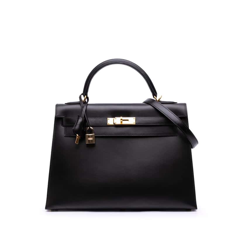 Hermès Box Calf Kelly II Sellier 32 Black Leather Good condition - Front View