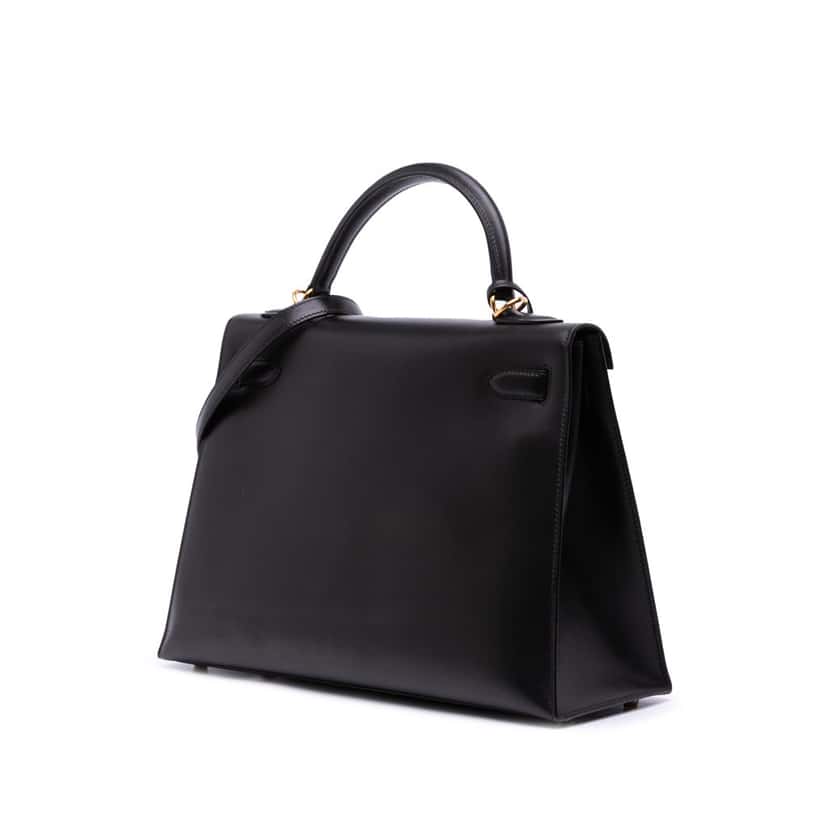 Hermès Box Calf Kelly II Sellier 32 Black Leather Good condition - Back View