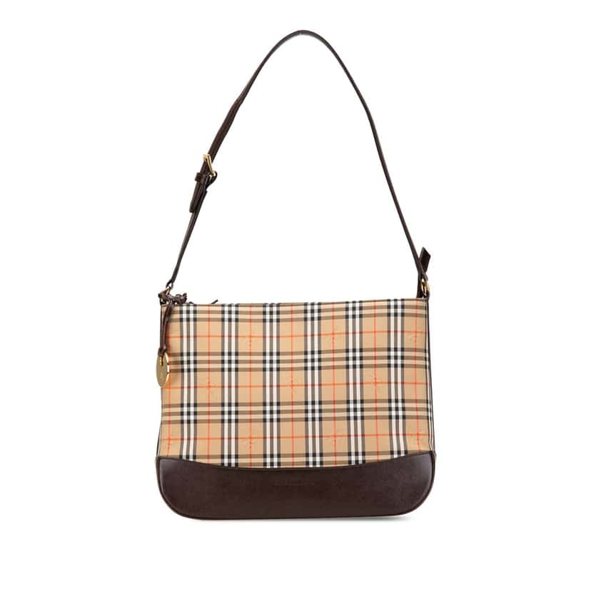 Burberry Haymarket Check Canvas Shoulder Bag Brown Canvas Good condition - Front View