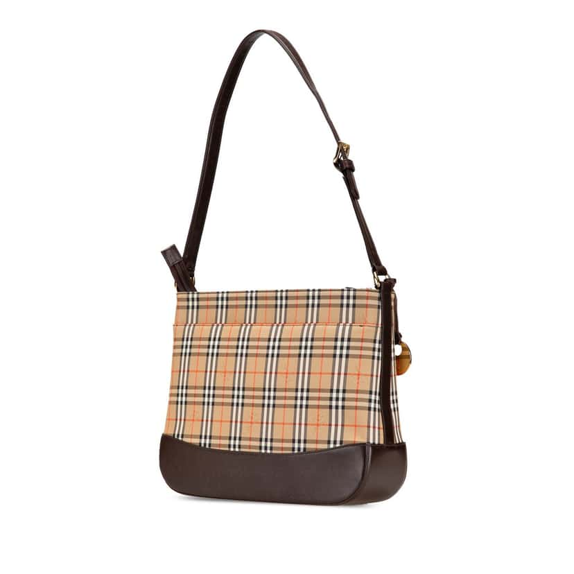 Burberry Haymarket Check Canvas Shoulder Bag Brown Canvas Good condition - Back View