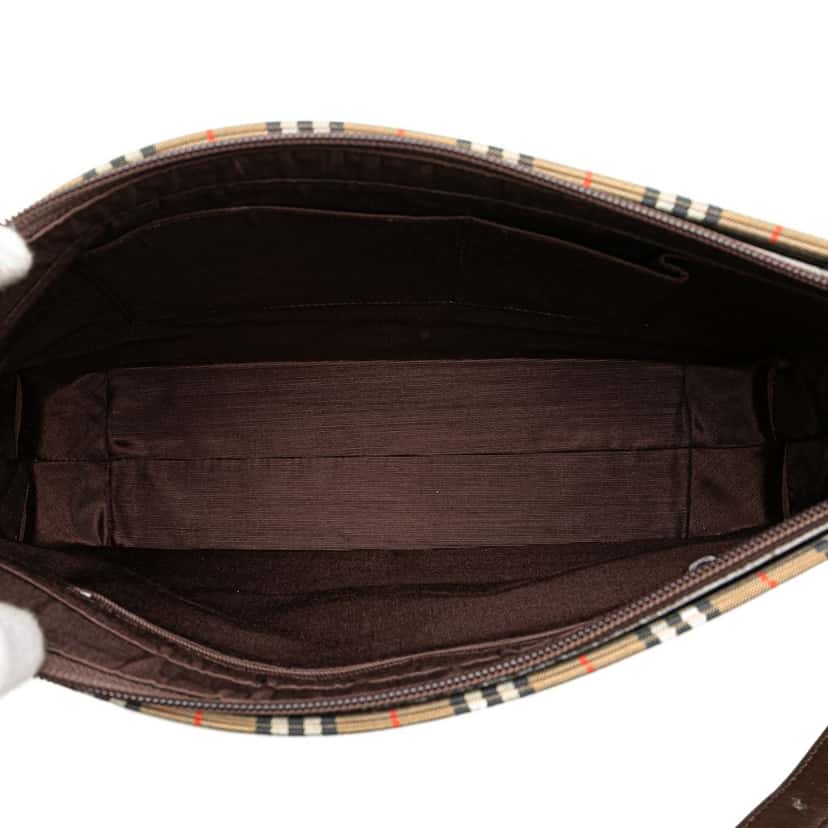 Burberry Haymarket Check Canvas Shoulder Bag Brown Canvas Good condition - Model View