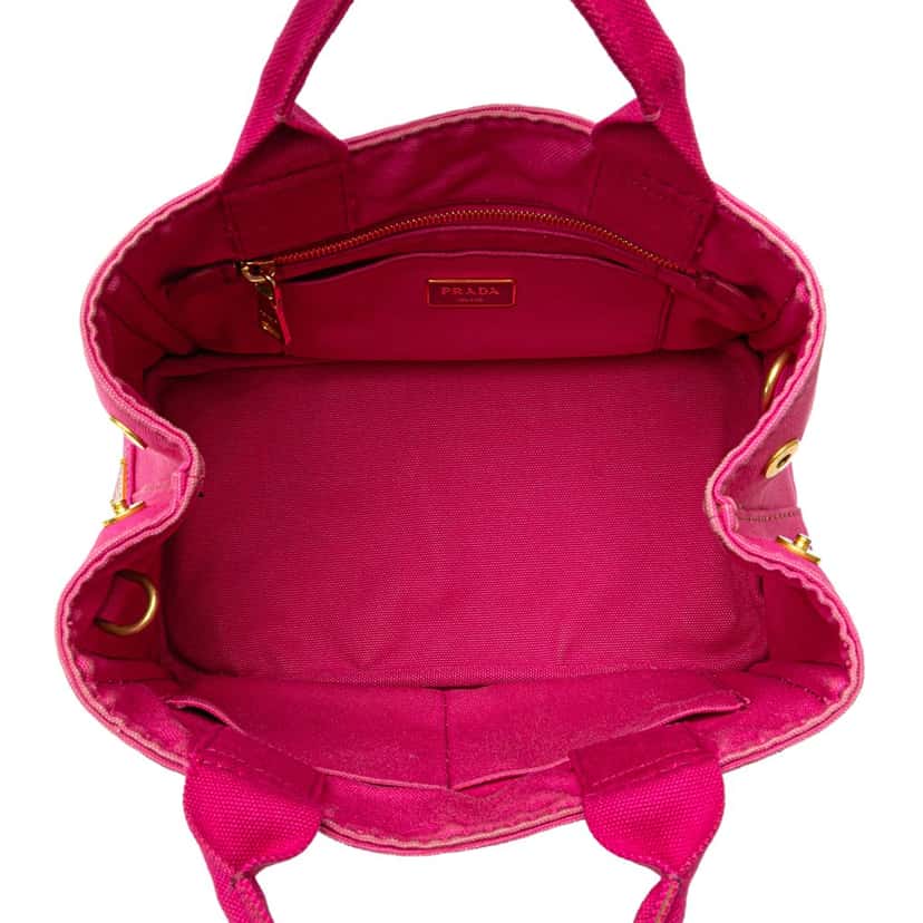 Prada Small Canvas Canapa Logo Satchel Pink Canvas Good condition - Model View
