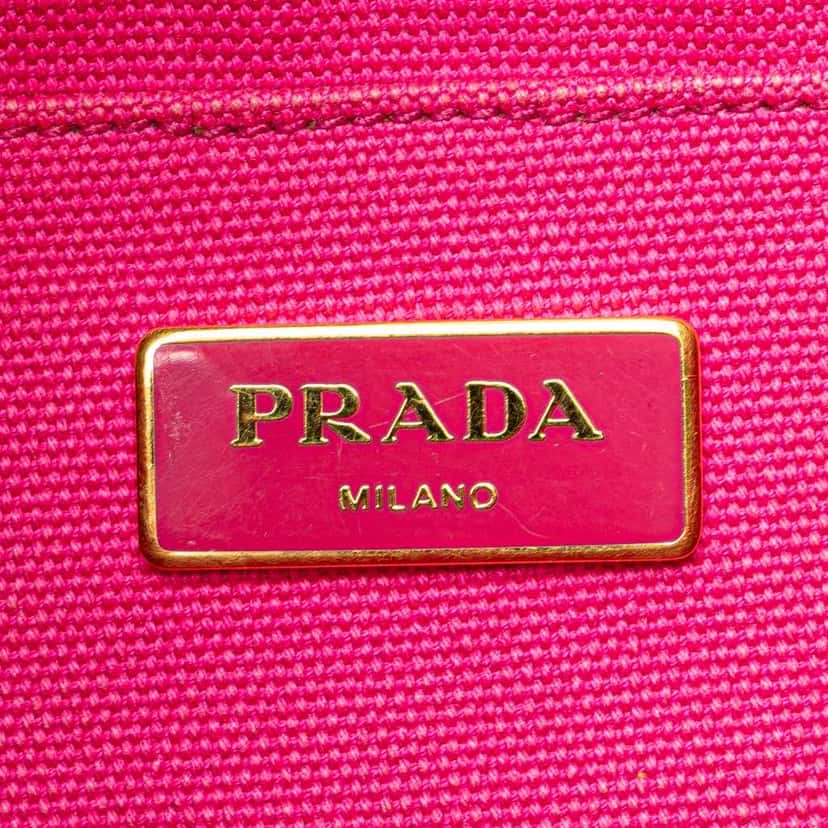 Prada Small Canvas Canapa Logo Satchel Pink Canvas Good condition - Box View