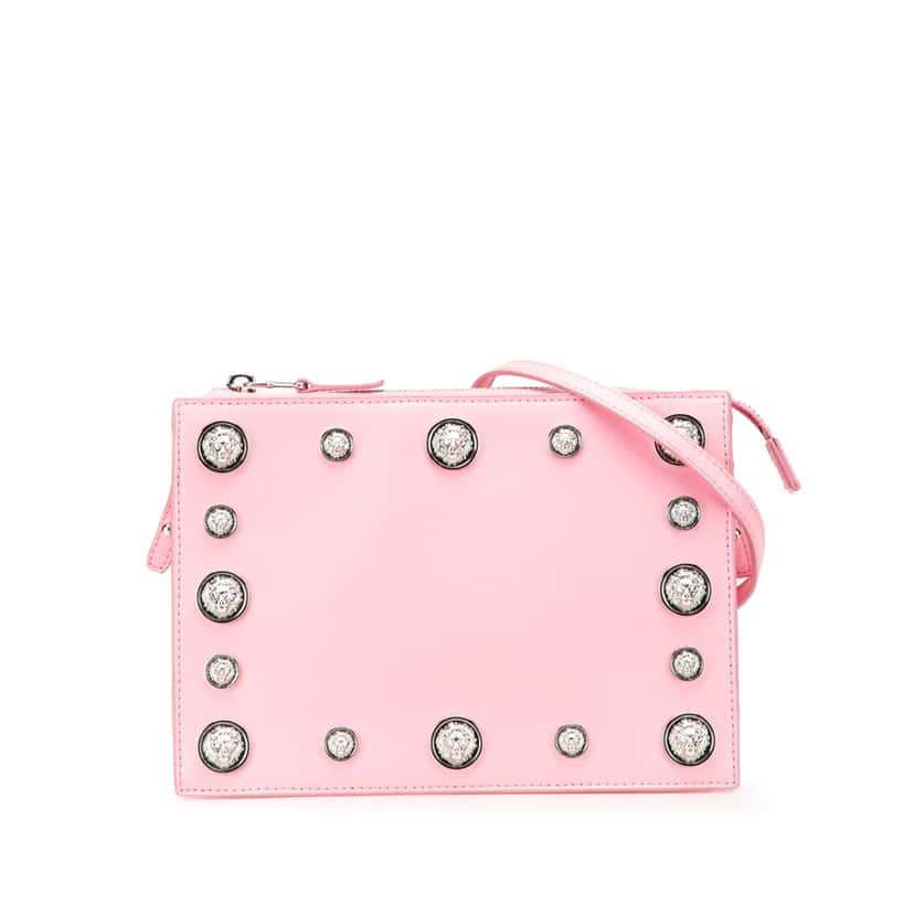Versace Studded Leather Crossbody Pink Leather Good condition - Front View
