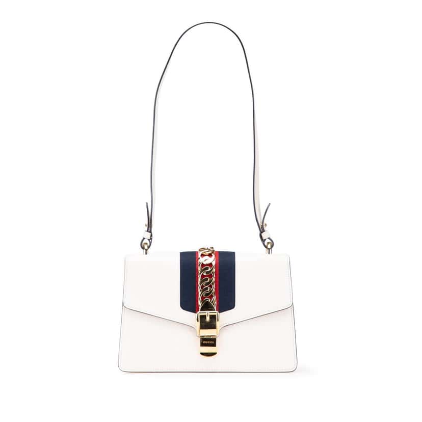 Gucci Small Leather Sylvie Satchel White Leather Good condition - Front View