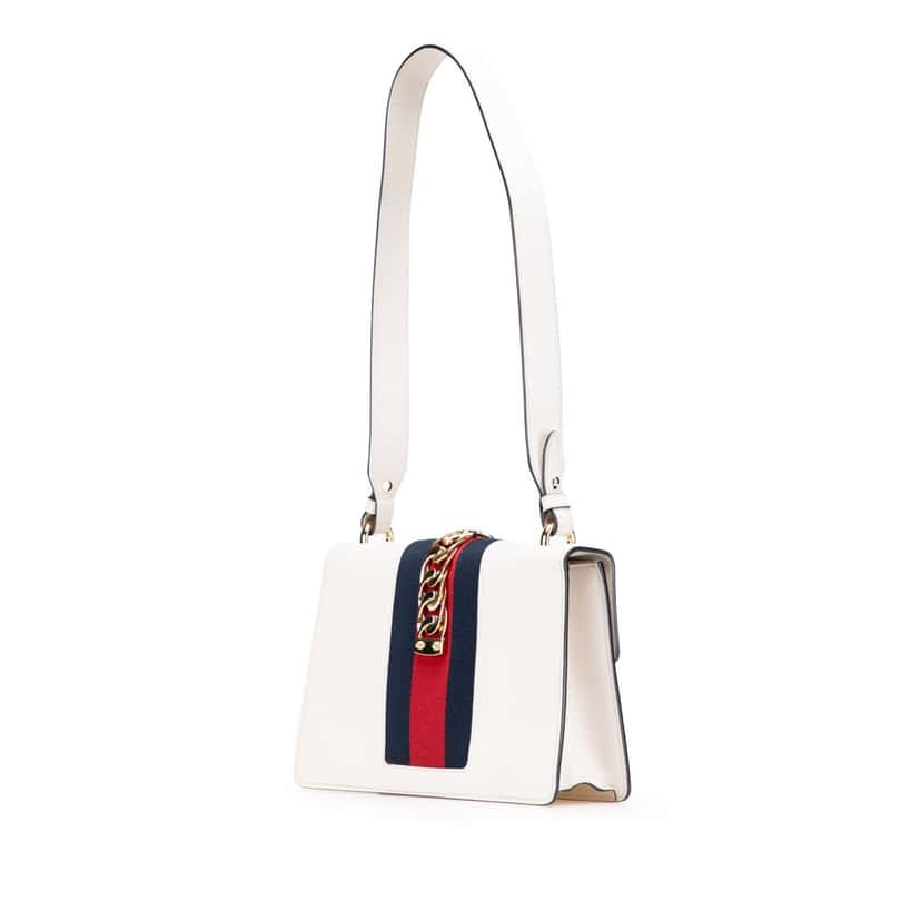 Gucci Small Leather Sylvie Satchel White Leather Good condition - Back View