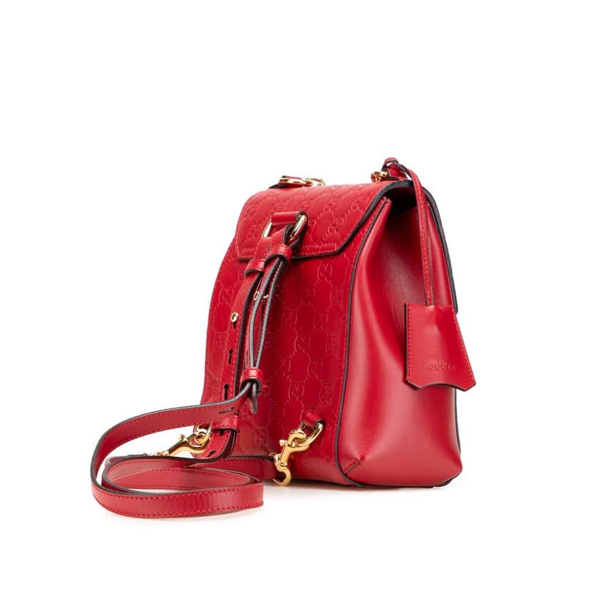 Gucci Guccissima Padlock Backpack Red Leather Good condition - Back View